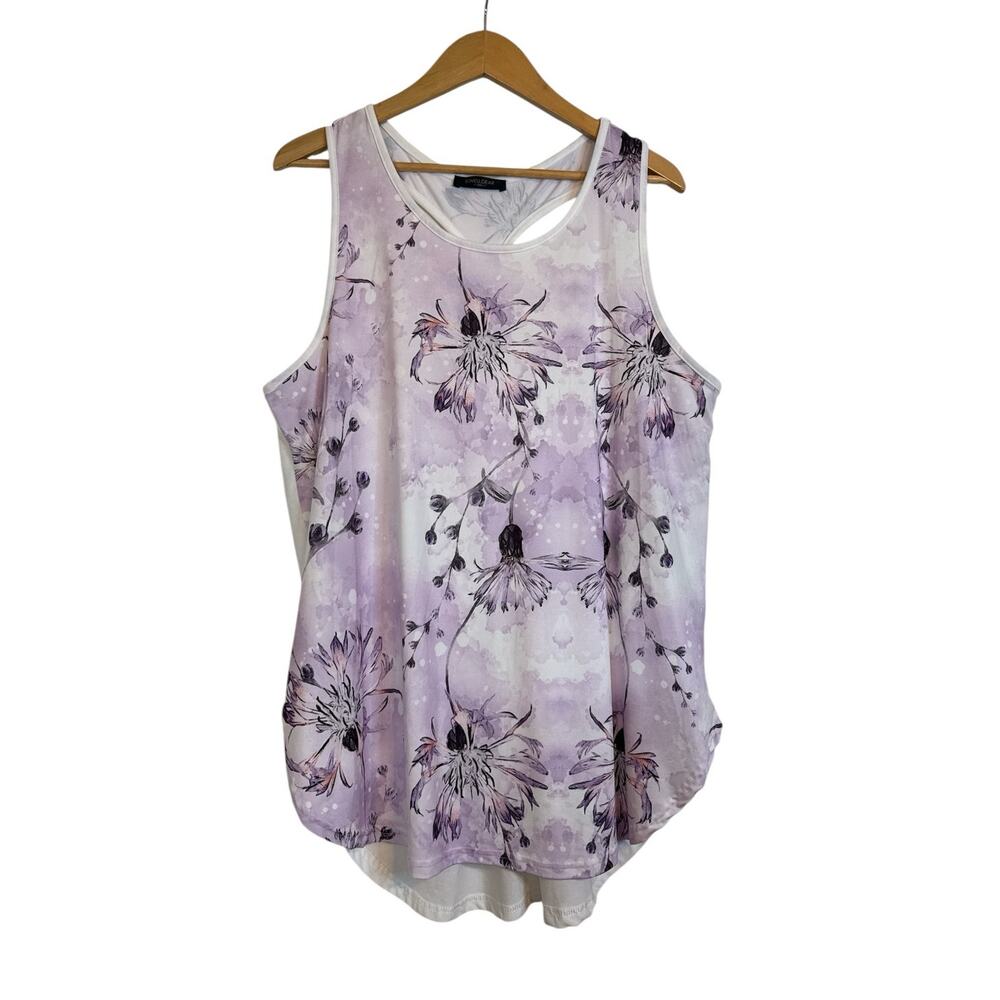 LoveU.Dear Women's Twisted Racerback Fitness Floral Tank Top Size XL Purple NWOT